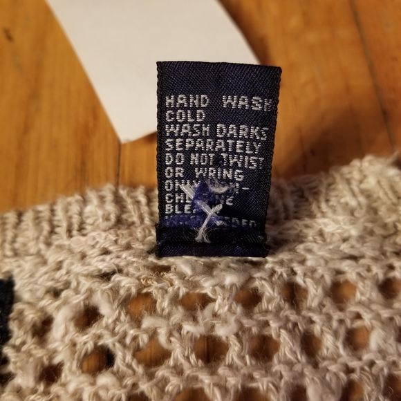 Vintage Gap Short Sleeve Linen Button Up Holey Cardigan Beige Womens Size Medium - Picture 6 of 9